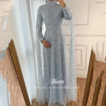 Aileen Sky Blue Elegant Women's Dresses for Wedding Party Customized Women's Evening Dress Bead Vestidos De Festa فساتين سهرة 1