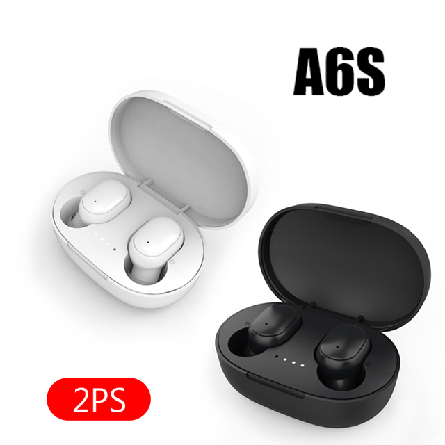 A6S Smart Digital Display Bluetooth Headset Wireless Mini HIFI Headset Stereo in-Ear Sports Earphone with Mic & Charging Box