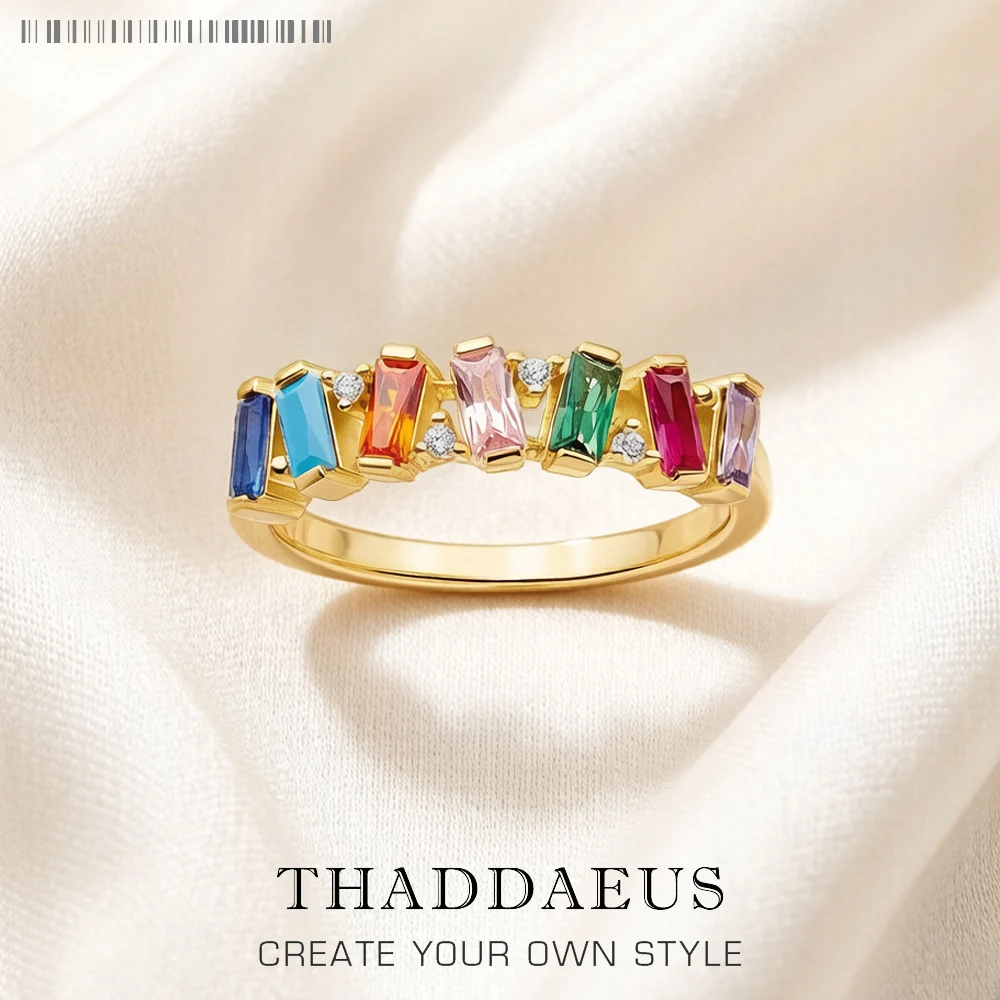 Ring mit bunten tanzenden Steinen, 2023, Sommer, brandneuer feiner Schmuck, romantisches Geschenk für Frauen aus 925er Sterlingsilber