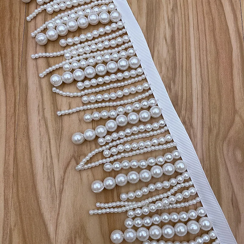 

2 ярда 7 см жемчужная бахрома с бисером, кружевная отделка для одежды, платья, кисточки, кружевное украшение для обуви, подвесные бусины, шторы для шитья