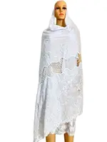 Soft Luxury Scarf High Quality 100% Cotton Dubai African Women Islamic Scarf  pattern Embroidery Chemical Lace Scarf  manycolor