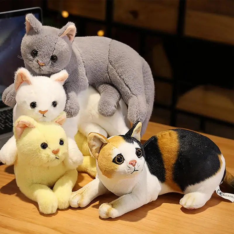 Cat Stuffed Animals Reusable Design Stuffed Washable Kitten Cat Toys For Girl Cute Cat Doll Pet Toys Home Decor Gift For Girls