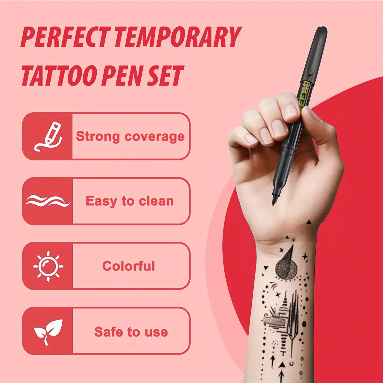 Tattoo Supplies 1set Body Mark Temporary Tattoo Markers for Skin with Foil Stickers and Template Multicolor Paint for DIY