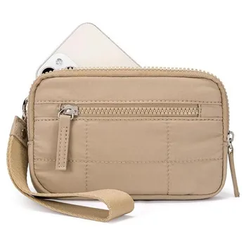 Portafogli da polso da donna, portafoglio trapuntato in nylon con borsa a 3 cerniere per organizer per telefono porta carte di credito da viaggio