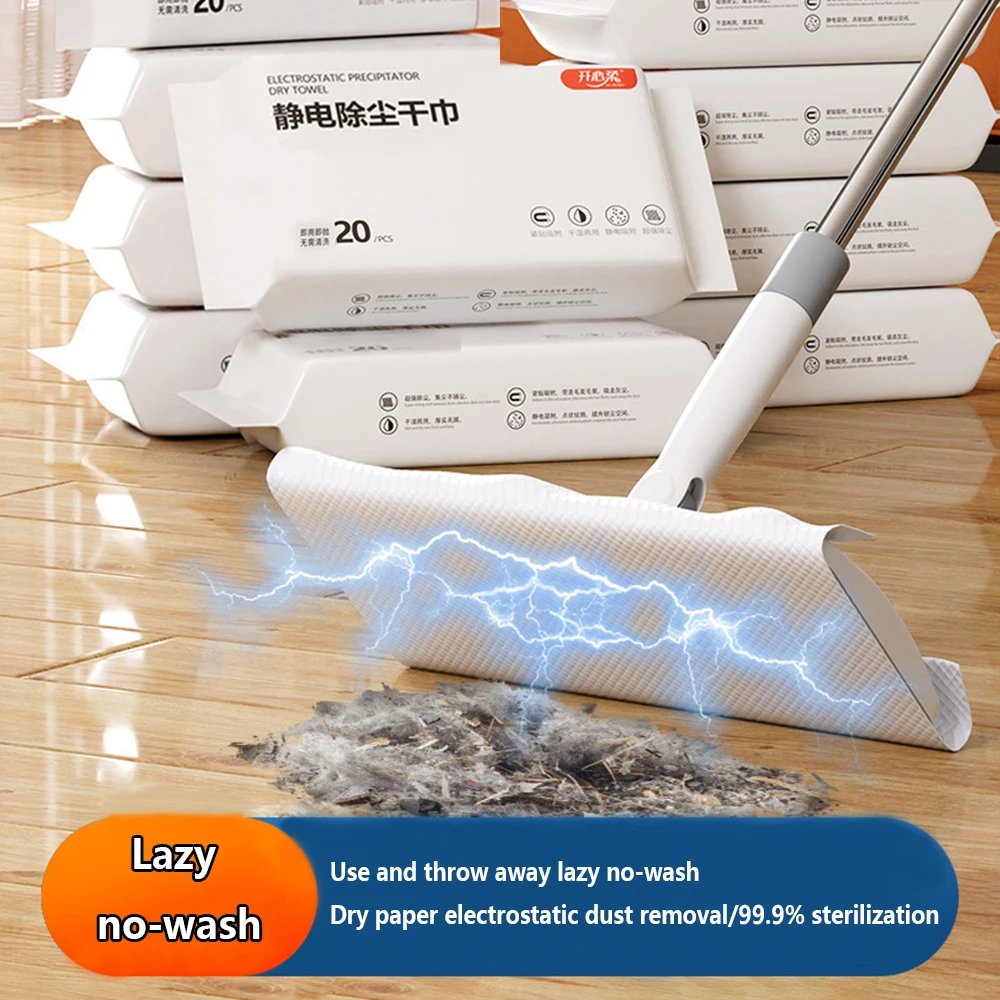 UNTIOR All-in-One Disposable Dust and Hair Removal Mop with Electrostatic Cleaning Papers