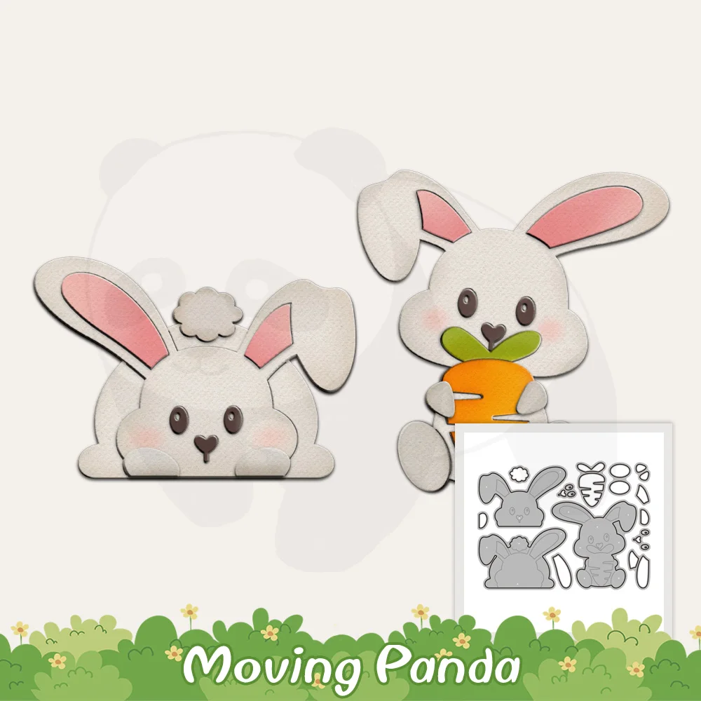 

Cute Cartoon Rabbits And Carrot Cutting Dies Easter Series DIY Scrapbooking Supplies Metal Cut Dies For Paper Cards Albums Craft