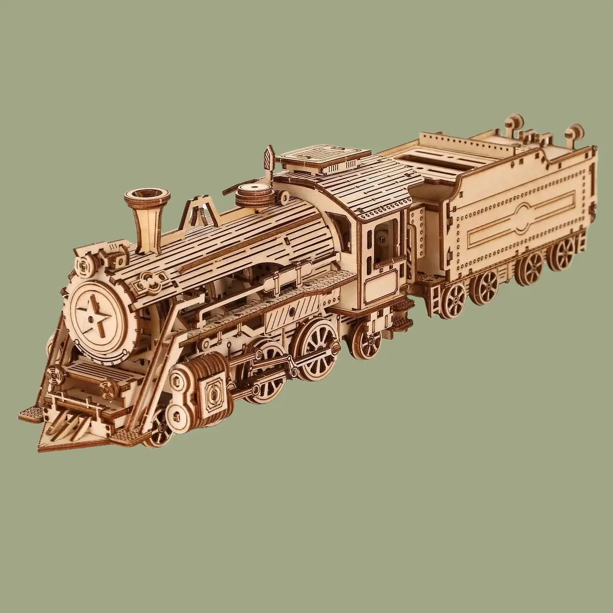 Locomotive 3D Wooden Puzzle Scale Model DIY Model Kit Handcraft Gift Home Decoration Mechanical Kit Building Toy