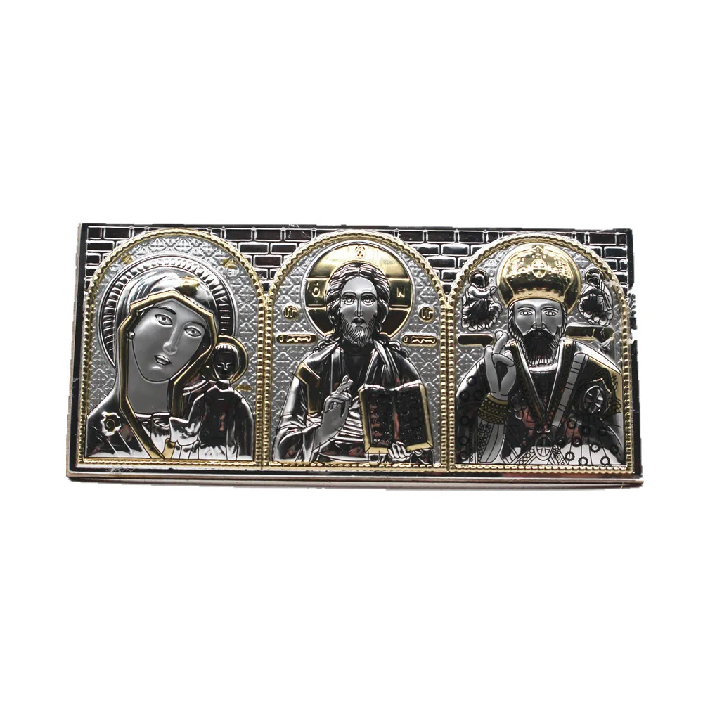 Wood Icon Decoration Wood Icon Plaque Orthodox Icons St. Andrew Square Catholic Church Utensils Christ Figures Christmas Maria Jesus Cross
