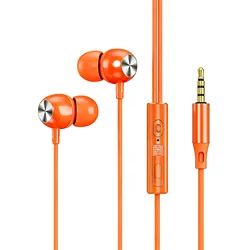 USB Type C HiFi Stereo Wired Earphones with Surround Sound (Orange 3.5mm)