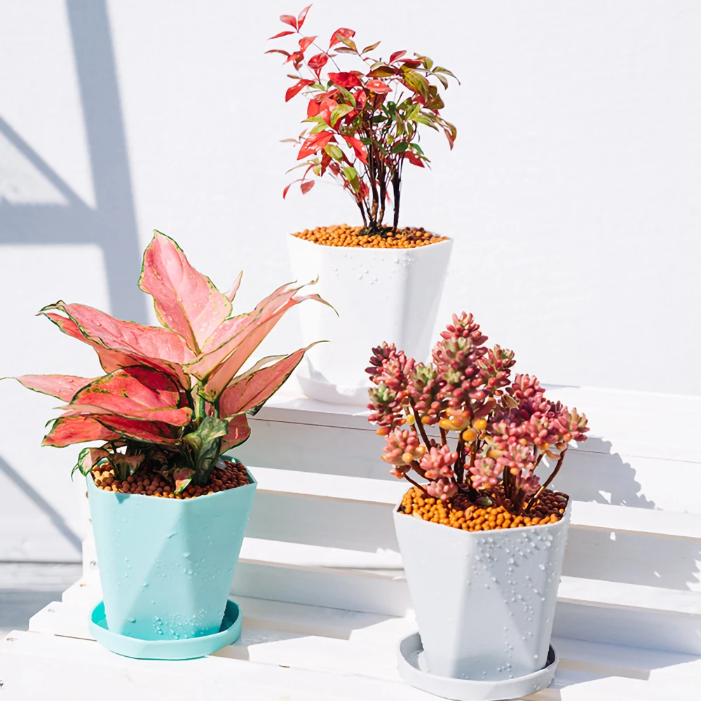 Plastic Resin Flower Pots flower pot New Geometric Nordic Simple White Thickened Green Radish Fleshy Flowerpots Indoor Plants 1 Pcs