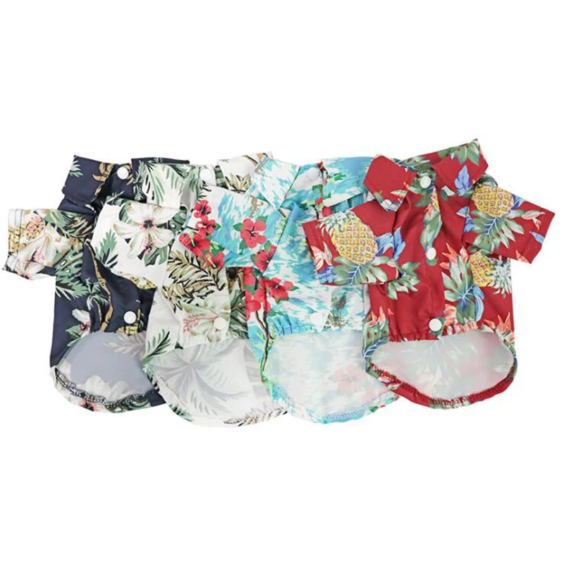 Pet Dog Shirt Summer Dog Clothes Cool Beach Hawaiian Style Dog Cat Shirt Short Sleeve Coconut Tree Printing New Fashion Gift for Pet