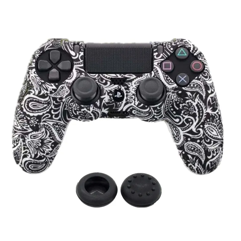 Silicone Camo Protective Skin Case For Sony PS4 DS4 Pro Slim Controller Thumb Grips Joystick Caps
