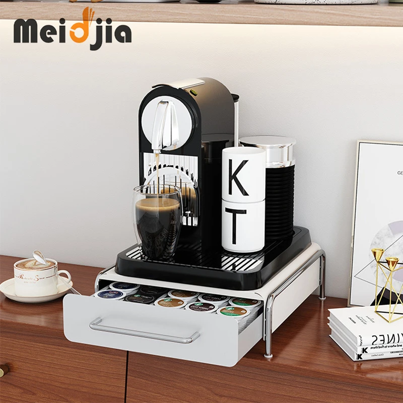 

MEIDJIA-полка для хранения кофе в капсулах, стойка для демонстрации, полки для хранения в баре, коробка для хранения чайных пакетиков, основание для кофемашины, ящик для хранения