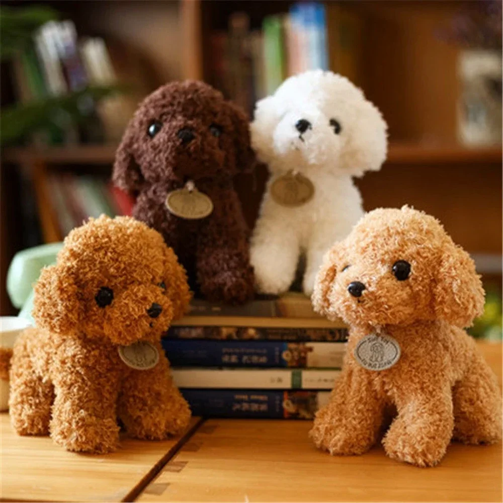 20 cm großer, niedlicher Teddy-Plüschhund mit Lockenmuster und Anhänger – das perfekte Geburtstagsgeschenk für Kinder_voghion.com
