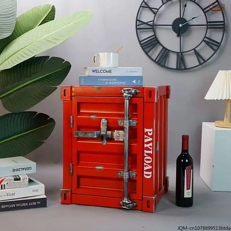 Industrial Style Metal Container Storage Cabinet Bedside Table Window Decor Exhibit Coffee Shop Storage Box Bedroom Furniture
