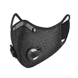 Reusable Windproof Dust Mask with Breathing Valve and Filters (Black)