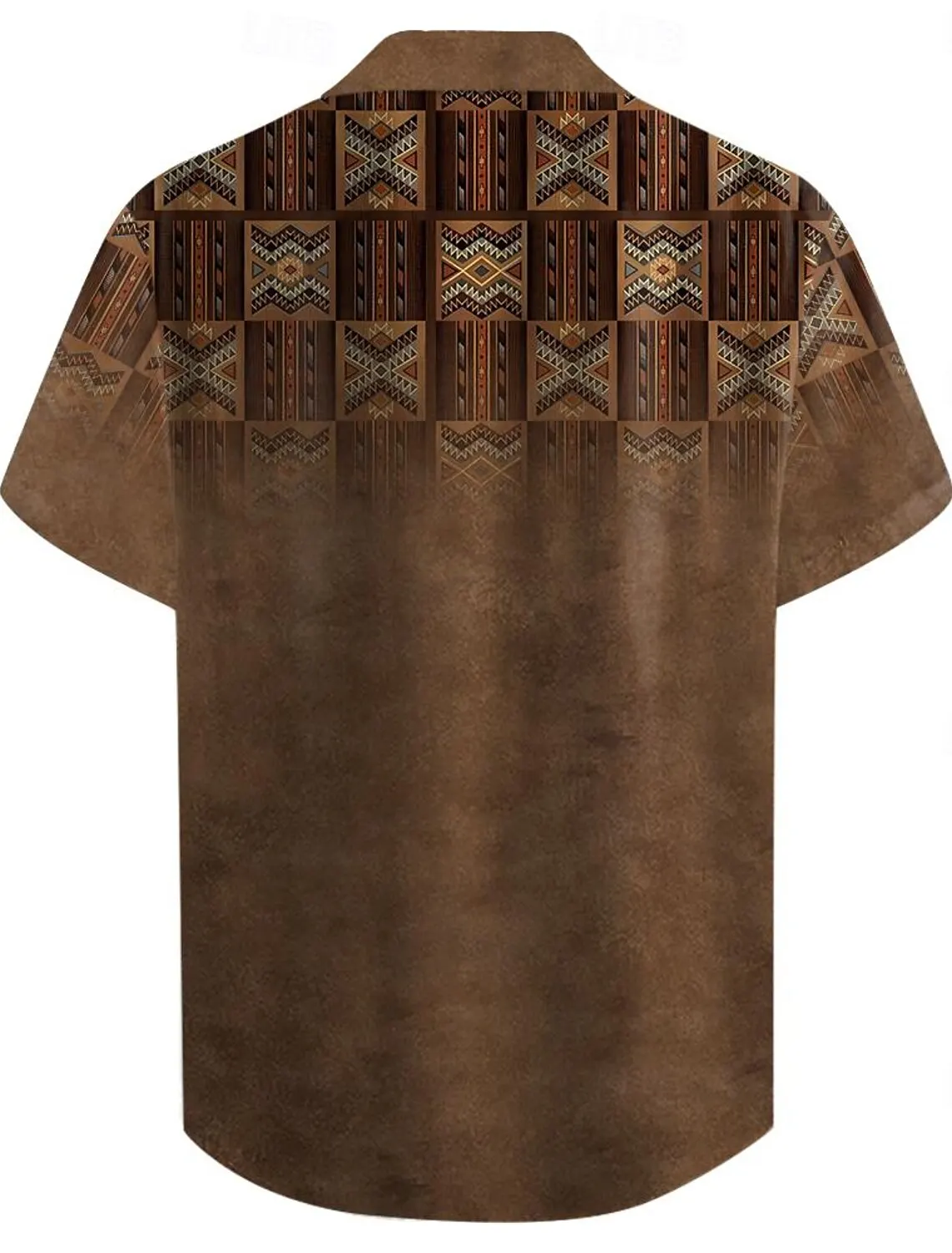 Ethnic Vintage Casual Men's Shirt Button Up Tops Party Evening Daily Vacation Summer Turndown Short Sleeve Brown Polyester Shirt 2