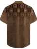 Ethnic Vintage Casual Men's Shirt Button Up Tops Party Evening Daily Vacation Summer Turndown Short Sleeve Brown Polyester Shirt 2