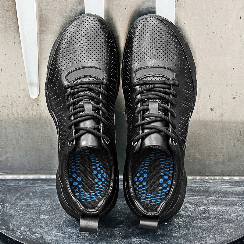 Genuine Leather Male Sneakers Lace-up Mens Casual Shoes Hot-selling Treking Footwear Outdoor Sports Shoes New Non-Slip Trainers - 5