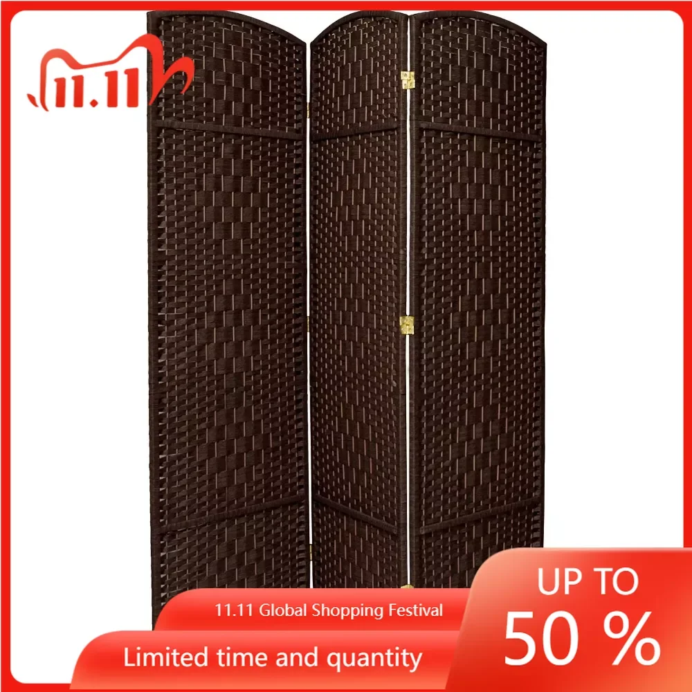 

6 Ft. Tall Diamond Weave Room Divider - Dark Mocha - 3 Panel Bionbos Room Dividers Panels Partition Wood Screen Partition Biombo