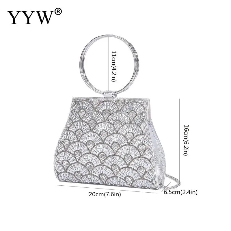 Luxury Women Clutch Bag Leather Handbag With Pearl Rhinestone Luxury Chain Shoulder Bag For Ladies Party Birthday Wedding Purse
