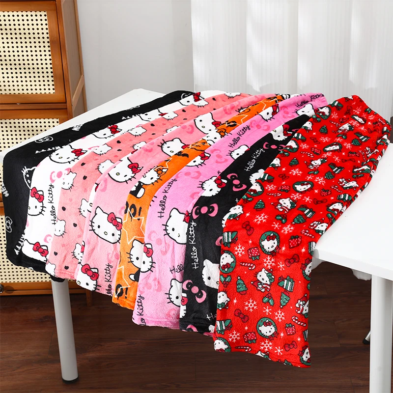 

Пижамы в стиле аниме, рождественские штаны Hello Kitty, зимние теплые домашние повседневные штаны, флисовые пижамные штаны, подарки
