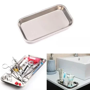 Vassoio chirurgico, vassoio in acciaio inossidabile per forniture di strumenti da laboratorio, strumenti per tatuaggi, collane, profumi, spazzole per capelli, gioielli 1
