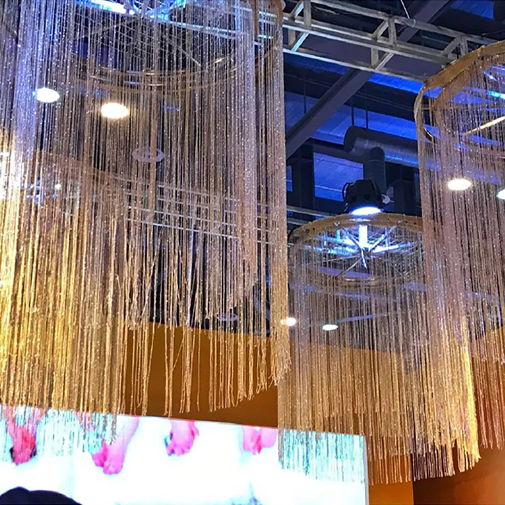 Glitter Door String Curtain Room Divider Blind Silver Ribbon Shiny Tassel Flash Line Curtain for Wedding Party Window Decoration