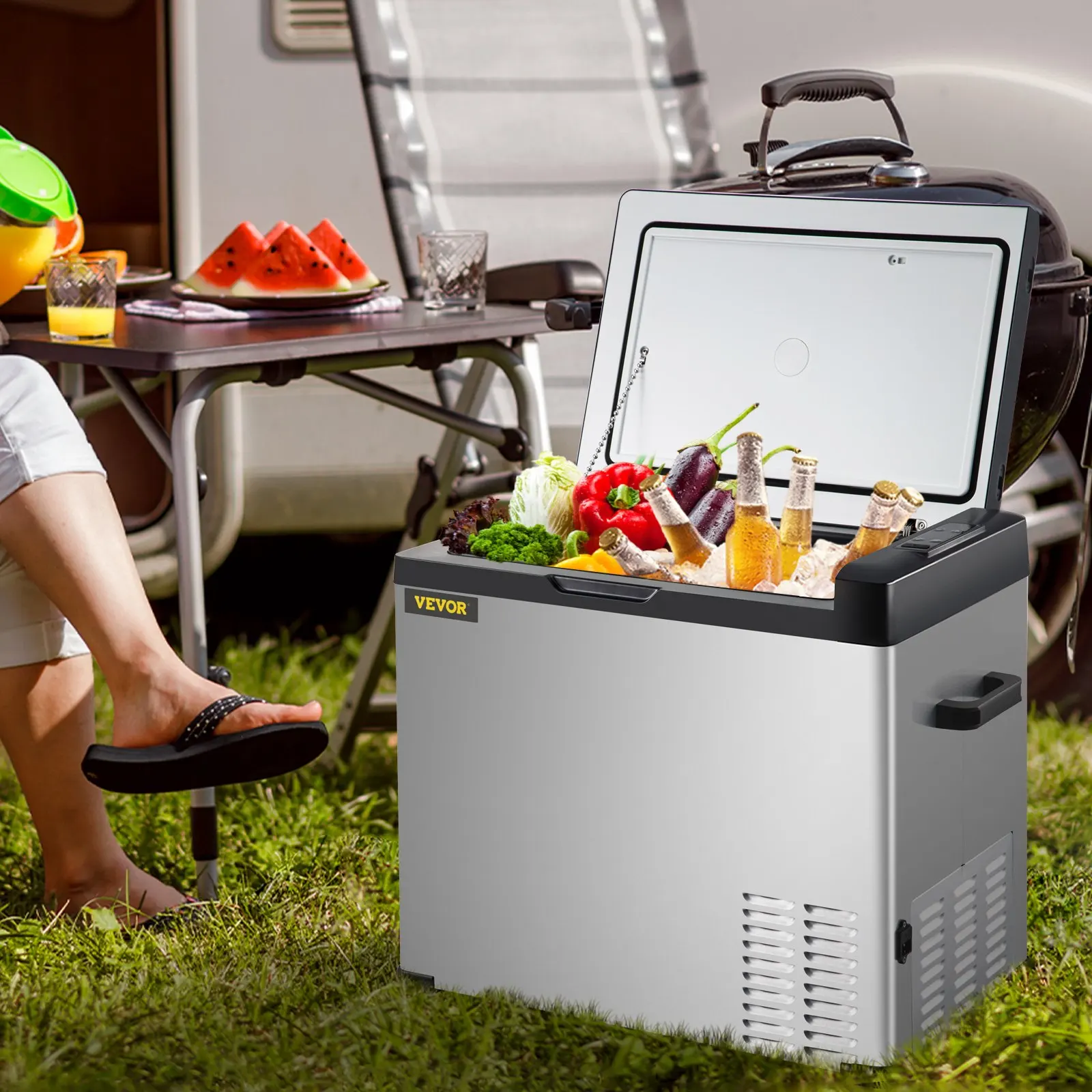 VEVOR 12 Volt Portable Refrigerator (-4℉~68℉) With APP Control Car Compressor Fridge Cooler 12V/24V DC and 110-220V for Camping