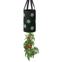 Versatile Felt Hanging Grow Bag Planter for Vegetables, Flowers, and Herbs (Black)