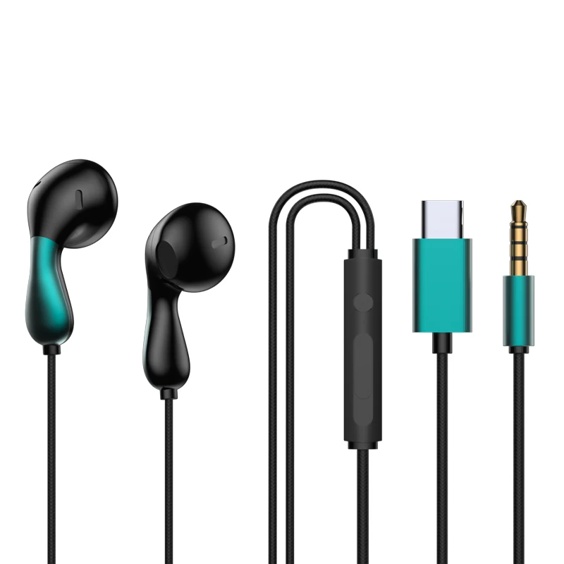 #9D Stereo Type C&3.5mm Gamers Headsets Wired Earphones In-ear Headphone HiFi Bass Earphones for Samsung Earbud In Mic Handsfree 5