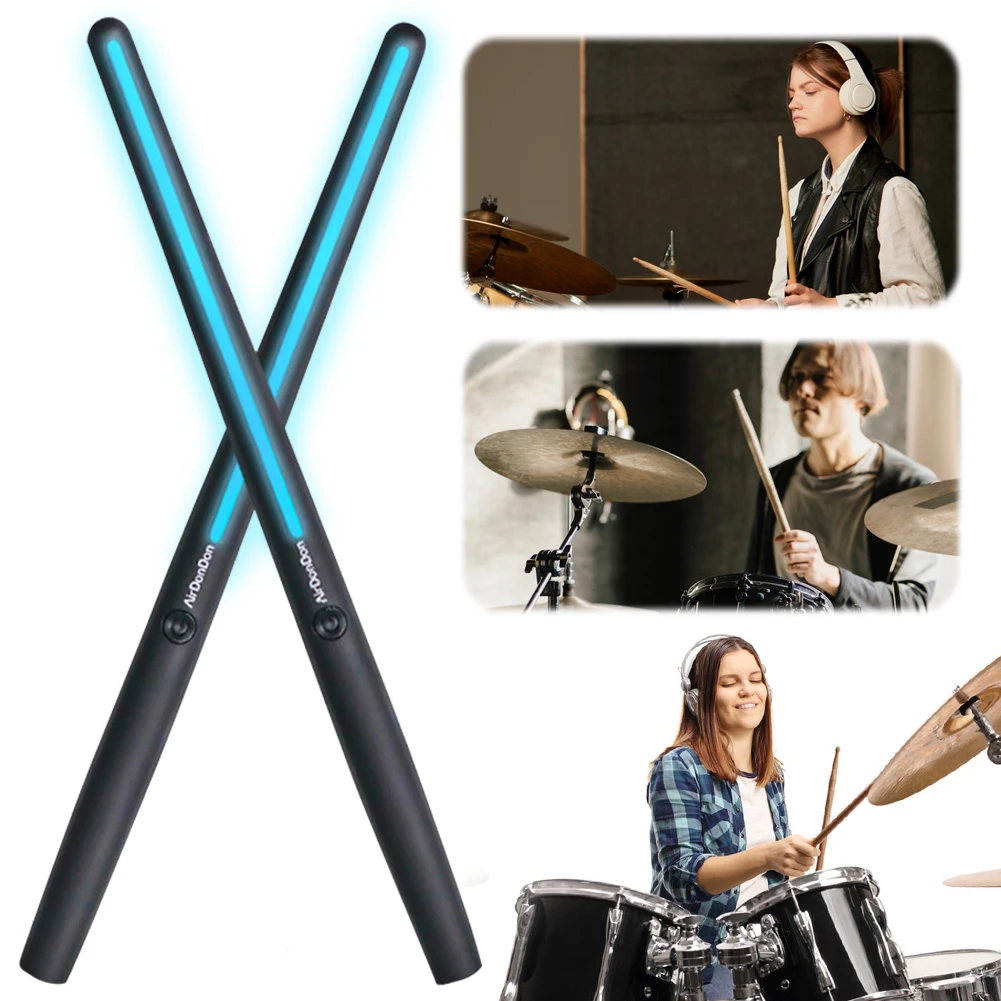 Portable Air Drum Set Air Electronic Drum Sticks Bluetooth-Compatible Foot Sensor Virtual Sticks for Kids Adults