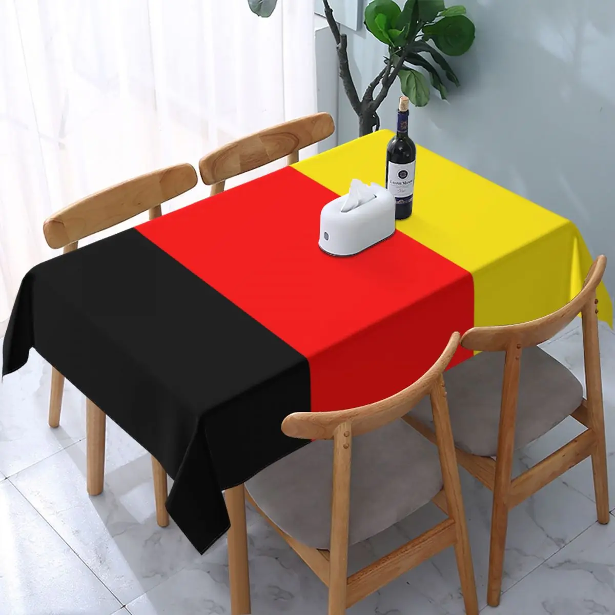 

Rectangular Belgium Flag Belgian Pride Table Cloth Oilproof Tablecloth 40"-44" Table Cover Backed with Elastic Edge