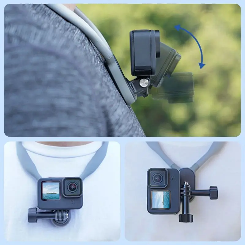 Magnetic POV Selfie Neck Holder Mount with Phone Clip Vertical Mount Kit,  Centered Angle Adjustable Shoulder Chest View Support for GoPro Max Hero