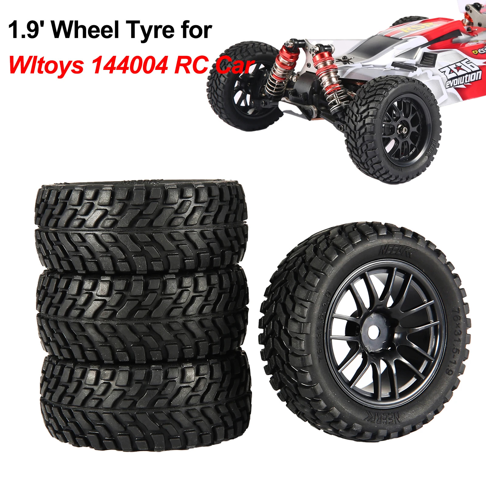 thumbnail image 2 of 1/10 Scale RC Buggy Wheels & Tires - 12mm Hex Hubs For HSP, Traxxas, Redcat & WLtoys 2 of 10