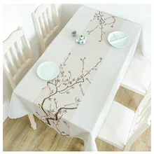 

Polyester Tablecloths, Waterproof Table Covers Peach Blossom Bird White Pink Dining Table Coffee Table Deco
