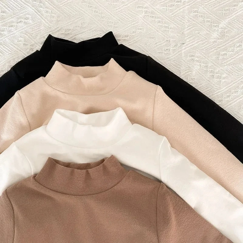 1-9Years Toddler Kids Turtleneck Long Sleeve Base Tops Infant Soft Full Tees Children Solid t Shirt 6