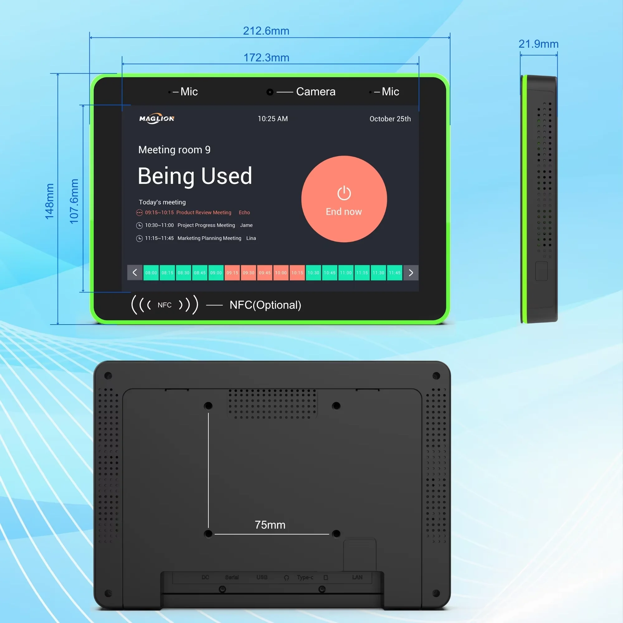 Wall Mounted 8 Inch Android POE Tablet Smart Home Control Panel Room Booking Mee