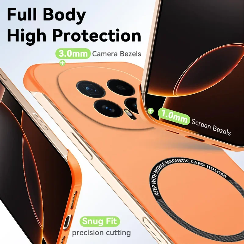 Ultrathin Magnetic Frameless Shockproof Phone Case - Matte Hard PC Back Cover