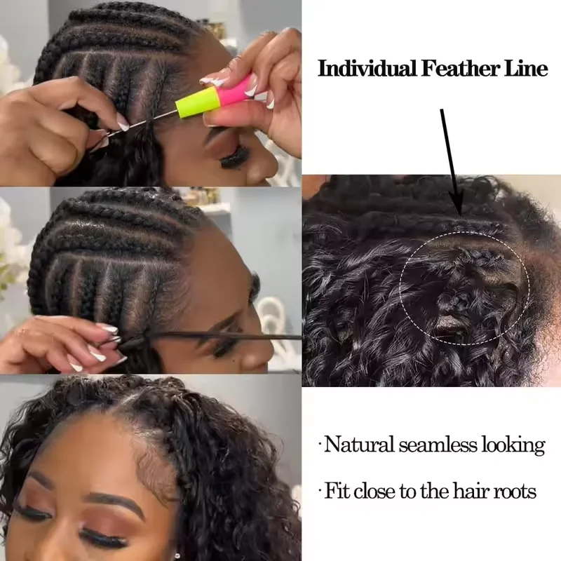 300g Burmese Kinky Curly Crochet Human Hair Knots Feather Crochet Hair Extensions Invisible Knotless Kinky Curly Braiding Hair 4