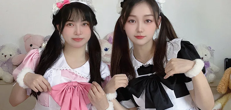 Lolita Cosplay Kleid Pink Maid Anime Kawaii Sweet Halloween Damen 22