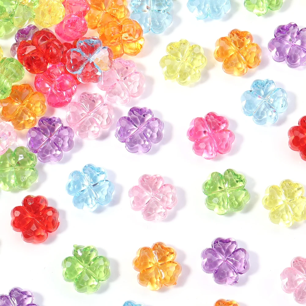 50 teile/los 11mm Farbige Facettierte Vierblättriges Kleeblatt Acryl Perlen Lose Spacer Perlen Für Schmuck Machen DIY Charms Armband ohrringe – Detail 8