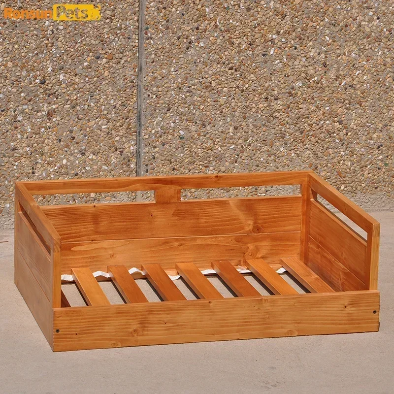 Pet Bed Solid Wood All Season Universal Floor Dog Kennel Off Ground Bed Detachable Washable Indoor Dog Summer and Winter