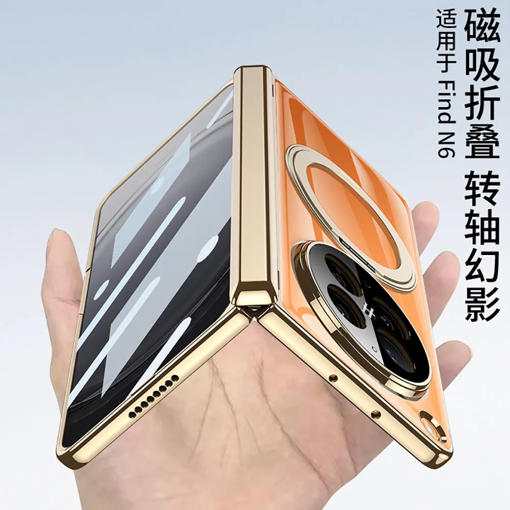 Magsafe Magnetic 360° Rotating Ring Stand Clear Case with Hinge Protector and Tempered Glass Film