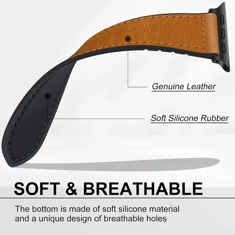 Leather Watch Bands For Apple Watch Band 44mm 40mm 49mm 45mm 41mm 38mm Bracelet IWatch Series 8 3 SE 6 7 Ultra Watch Strap