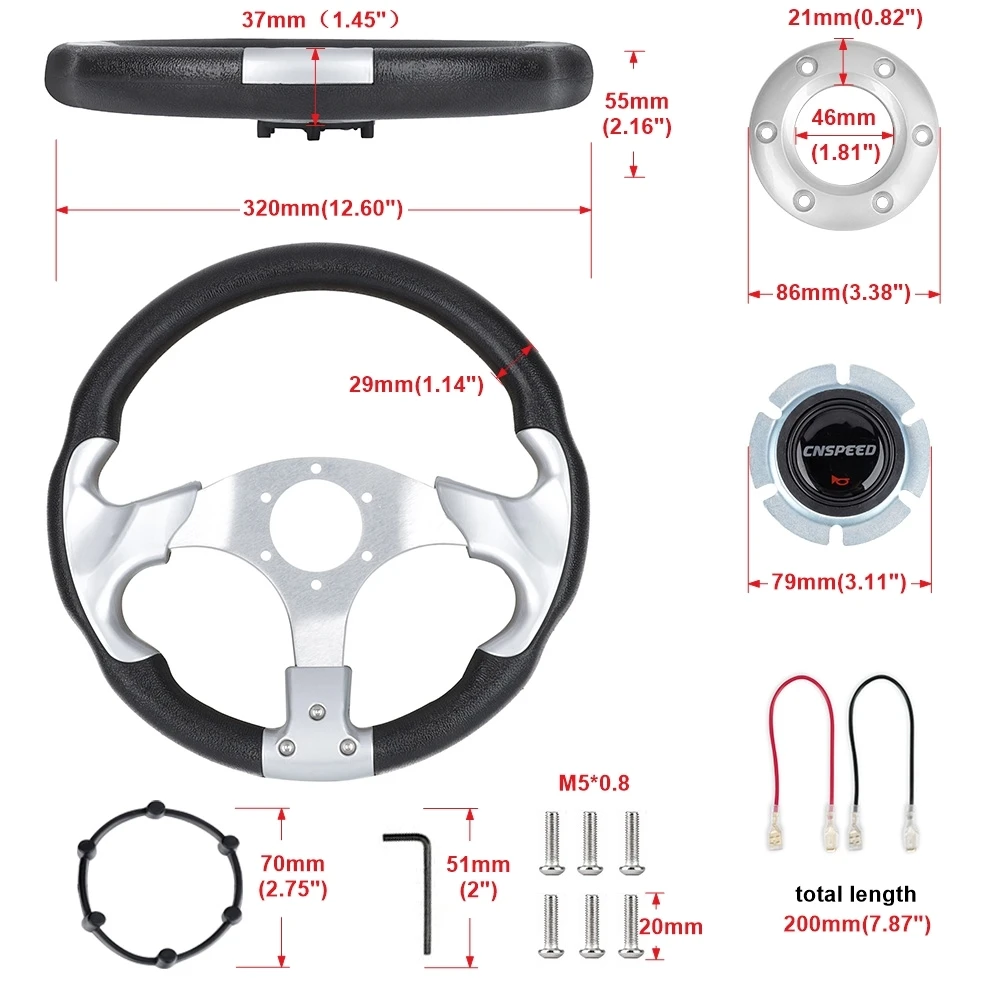 알루미늄 합금 레이싱 스타일 320mm 13 인치 스티어링 휠 YAMAHA 골프 카트 EZGO 자동차 액세서리