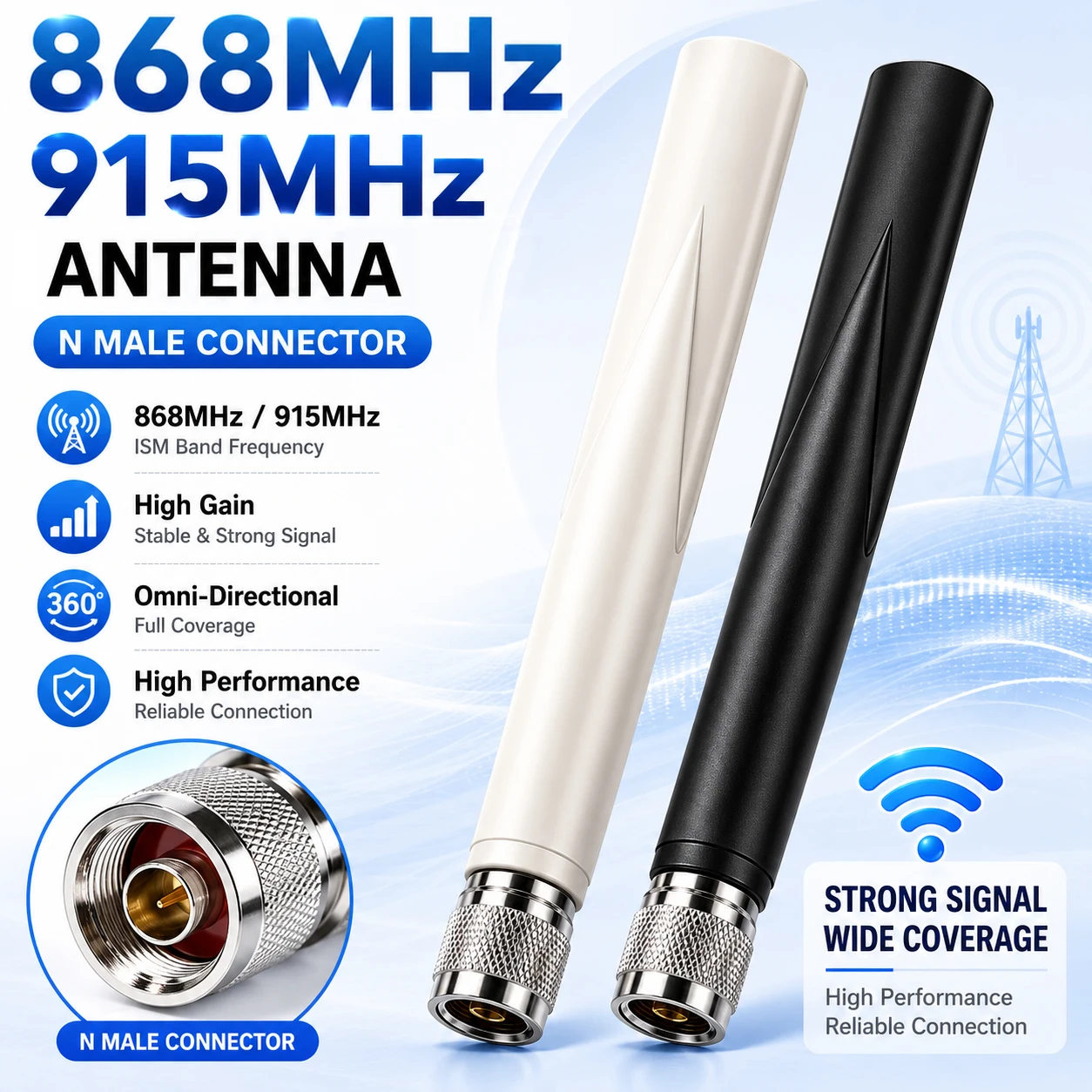 LoRa 868MHz 안테나 N Male 옴니 메쉬스타틱 915MHz 안테나 (헬륨 ..