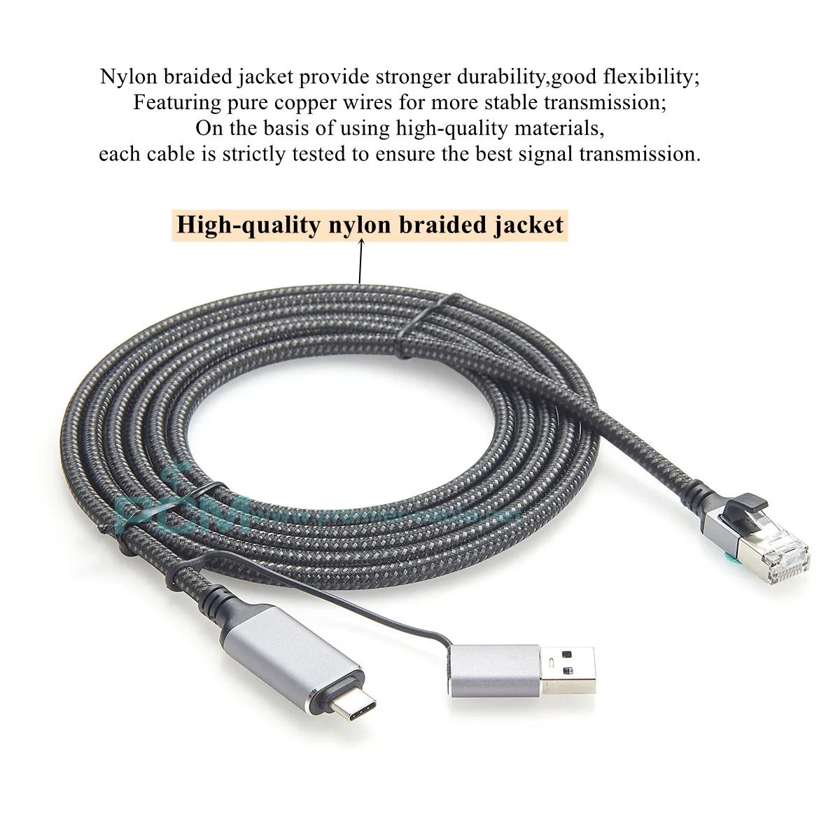 2-in-1 USB-C zu Ethernet CAT6 Kabel USB 3.0 zu RJ45 1000Mbps USB-Netzwerkkabel USB 3.1 zu RJ45 Gigabit LAN Netzwerkkabel – Detail 7