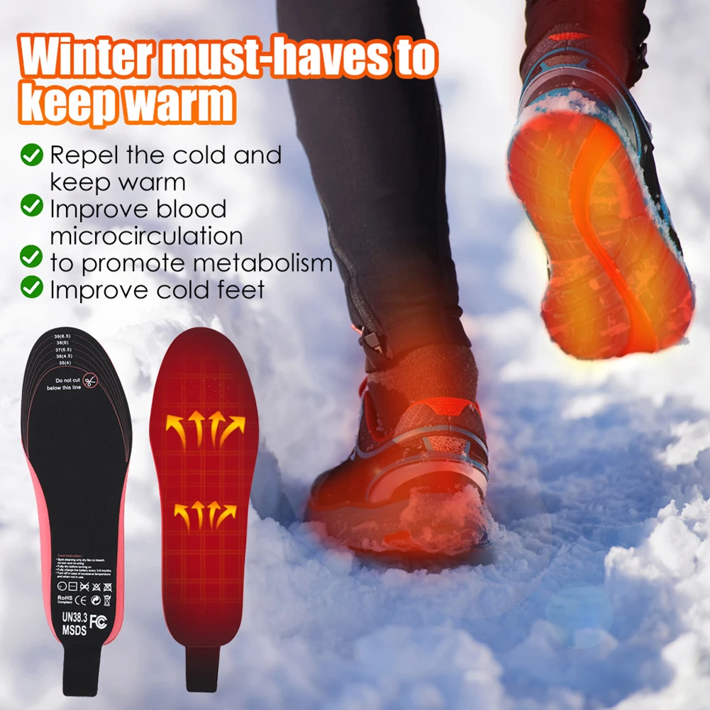 Electric Heated Insoles with Remote Control Feet Warmer USB Rechargeable Winter Heating Insoles for Outdoor Sports