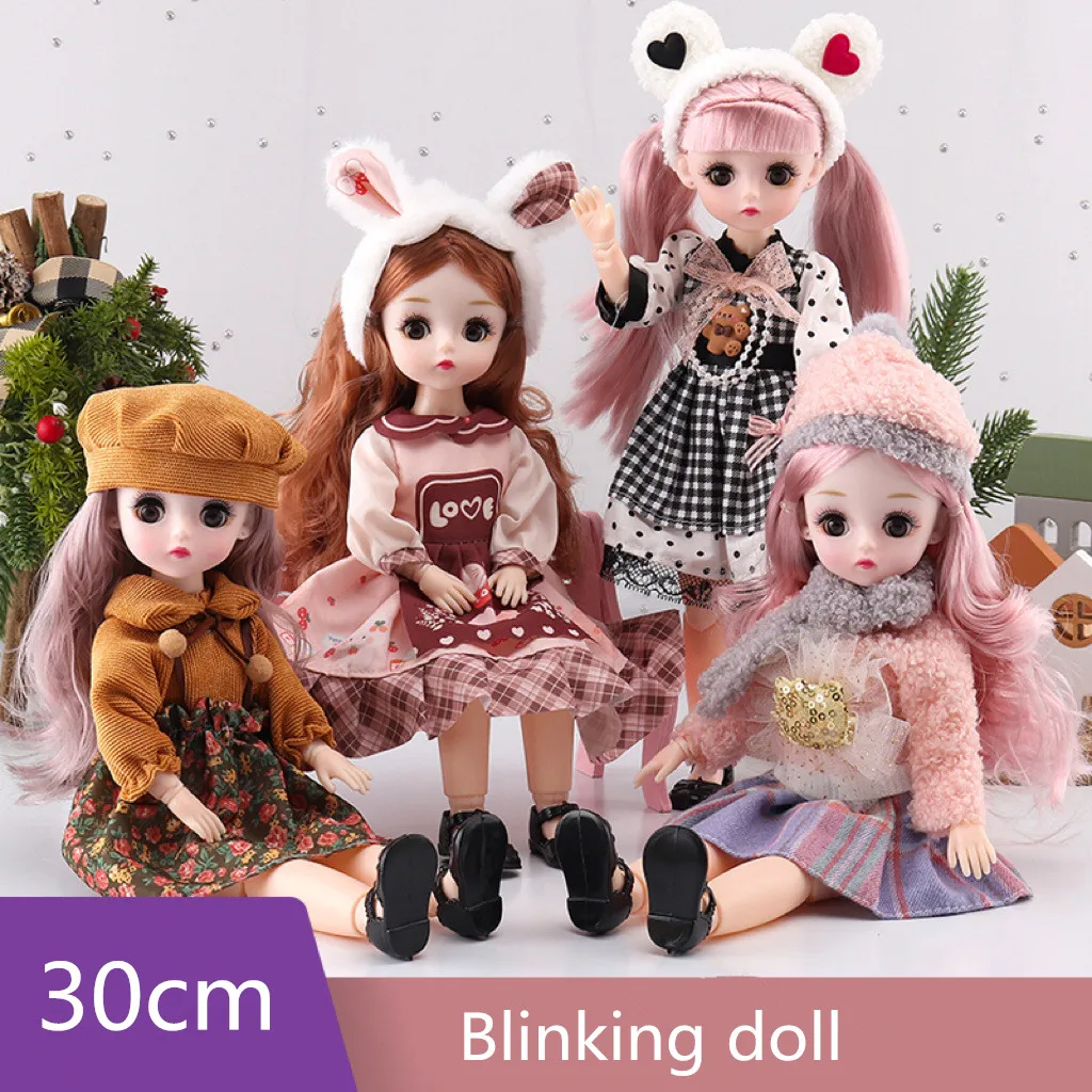 30cm Blink Princess Doll 23 Joint Movable Doll 3D Eye 1/6 Bjd Princess Dress Suit Doll Dress Up Children's DIY Toy Girl Gift